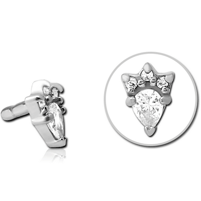 SURGICAL STEEL JEWELLED PUSH FIT ATTACHMENT FOR BIOFLEX INTERNAL LABRET - JESTER HAT