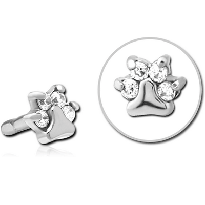 SURGICAL STEEL JEWELLED PUSH FIT ATTACHMENT FOR BIOFLEX INTERNAL LABRET - ANIMAL PAW