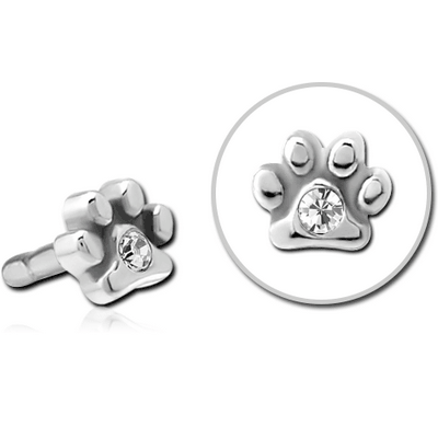 SURGICAL STEEL JEWELLED PUSH FIT ATTACHMENT FOR BIOFLEX INTERNAL LABRET - ANIMAL PAW CENTER GEM