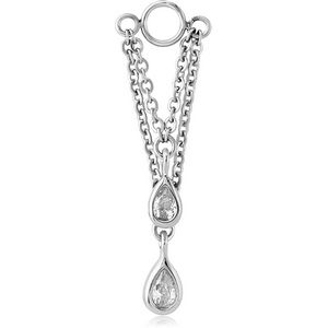 SURGICAL STEEL ATTACHMENT FOR INTIMATE PIERCING - TWO PEARS AND CHAINS
