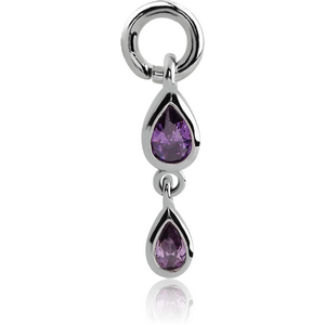 SURGICAL STEEL JEWELLED ATTACHMENT FOR INTIMATE PIERCING - TWO PEARS