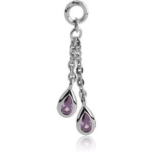 SURGICAL STEEL JEWELLED ATTACHMENT FOR INTIMATE PIERCING - TWO PEARS