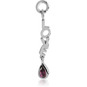 SURGICAL STEEL JEWELLED ATTACHMENT FOR INTIMATE PIERCING - LOVE AND PEAR