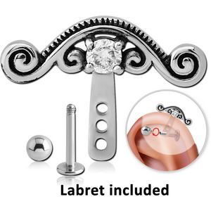 SURGICAL STEEL JEWELLED HELIX WRAP AND JEWELLED MICRO LABRET