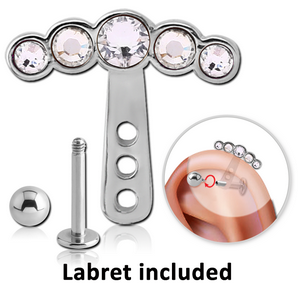 SURGICAL STEEL JEWELLED HELIX WRAP AND JEWELLED MICRO LABRET