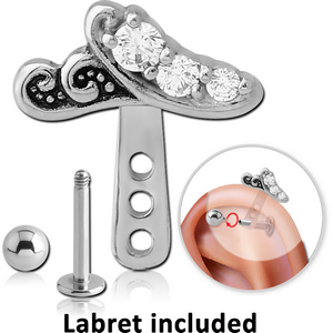 SURGICAL STEEL JEWELLED HELIX WRAP AND JEWELLED MICRO LABRET