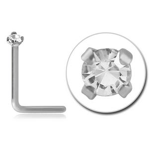 SURGICAL STEEL 90 DEGREE PRONG SET 1.5MM JEWELLED NOSE STUD