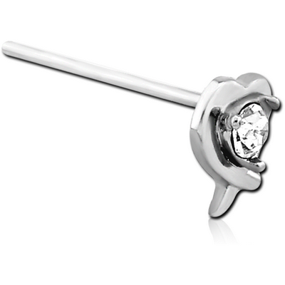 SURGICAL STEEL JEWELLED STRAIGHT NOSE STUD - HEART