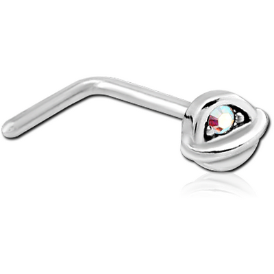 SURGICAL STEEL 90 DEGREE JEWELLED NOSE STUD