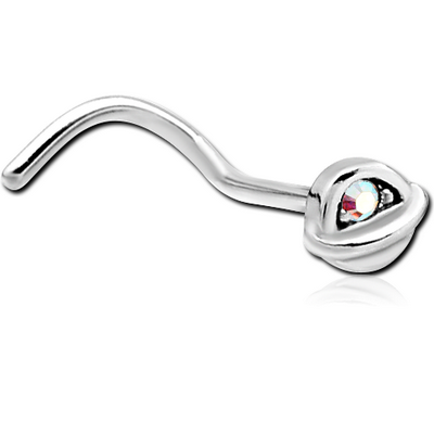 SURGICAL STEEL CURVED JEWELLED NOSE STUD