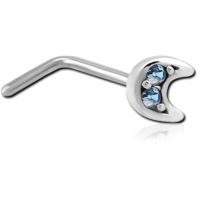 SURGICAL STEEL 90 DEGREE JEWELLED NOSE STUD
