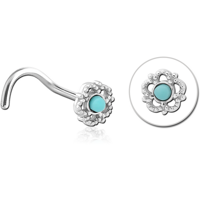 SURGICAL STEEL CURVED JEWELLED NOSE STUD - FLOWER