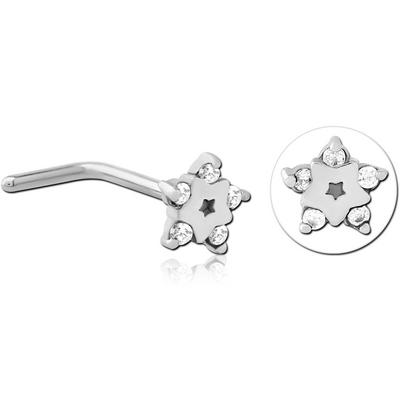 SURGICAL STEEL 90 DEGREE JEWELLED NOSE STUD