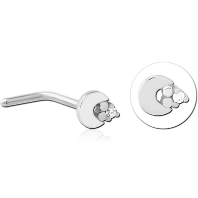 SURGICAL STEEL 90 DEGREE JEWELLED NOSE STUD