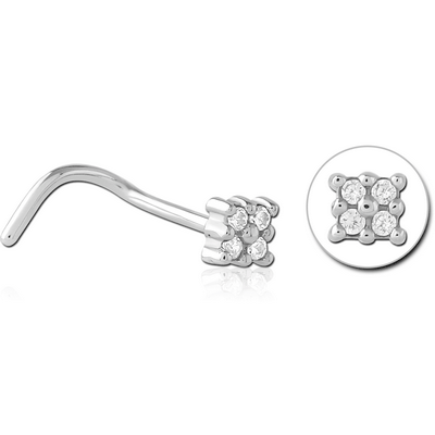 SURGICAL STEEL CURVED JEWELLED NOSE STUD