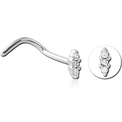 SURGICAL STEEL CURVED JEWELLED NOSE STUD