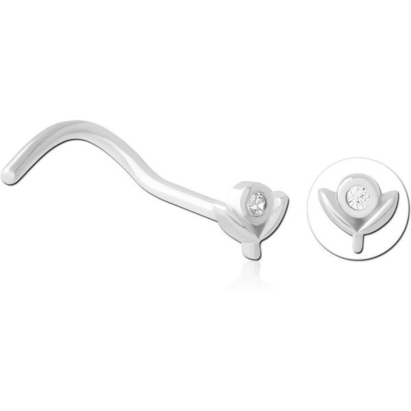 SURGICAL STEEL CURVED JEWELLED NOSE STUD