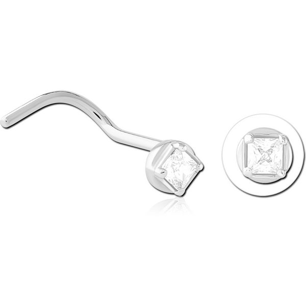 SURGICAL STEEL CURVED JEWELLED NOSE STUD