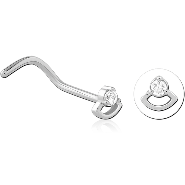 SURGICAL STEEL CURVED JEWELLED NOSE STUD