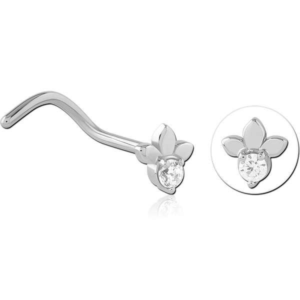 SURGICAL STEEL CURVED JEWELLED NOSE STUD