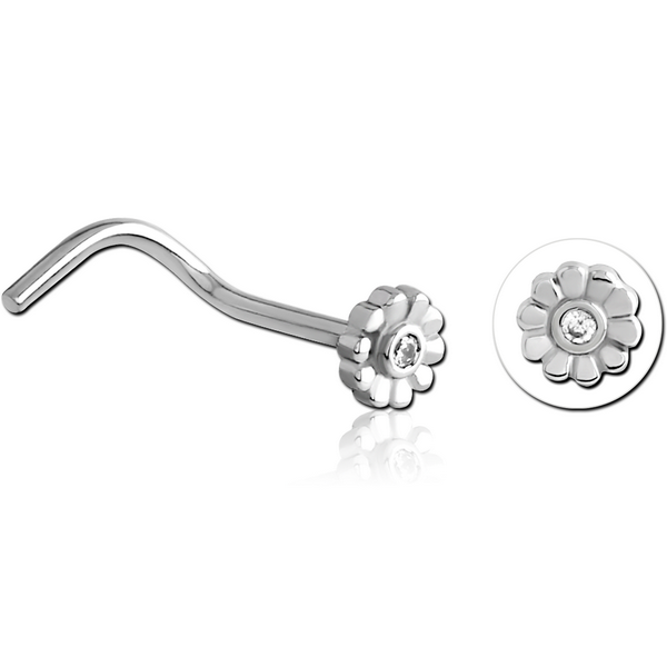 SURGICAL STEEL CURVED JEWELLED NOSE STUD