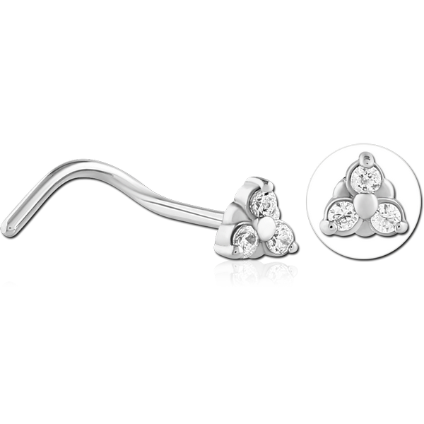 SURGICAL STEEL CURVED JEWELLED NOSE STUD