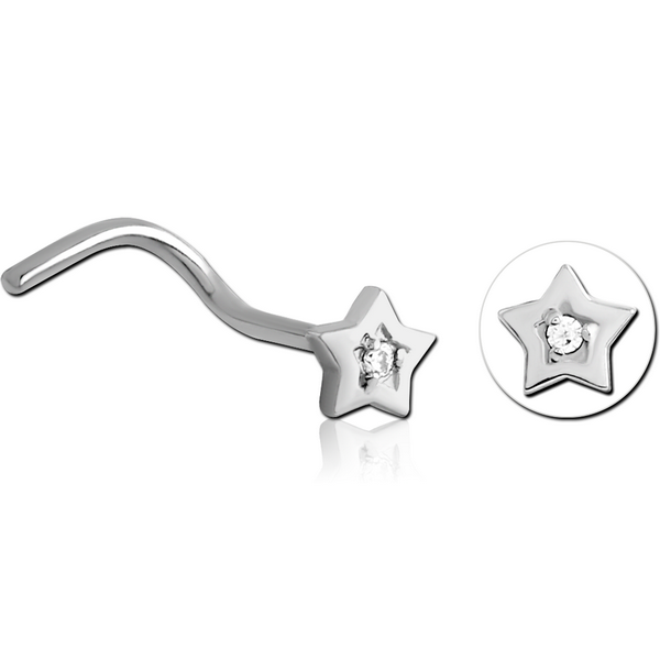 SURGICAL STEEL CURVED JEWELLED NOSE STUD
