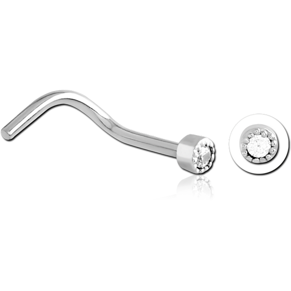 SURGICAL STEEL CURVED JEWELLED NOSE STUD