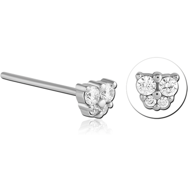 SURGICAL STEEL STRAIGHT JEWELLED NOSE STUD