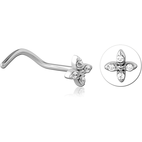 SURGICAL STEEL CURVED JEWELLED NOSE STUD