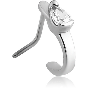 SURGICAL STEEL 90 DEGREE JEWELLED WRAP AROUND NOSE STUD