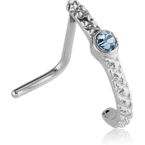SURGICAL STEEL 90 DEGREE JEWELLED WRAP AROUND NOSE STUD