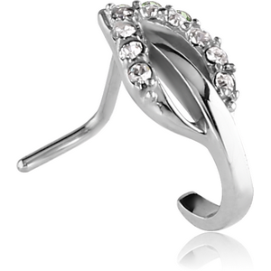 SURGICAL STEEL 90 DEGREE JEWELLED WRAP AROUND NOSE STUD - LEAF