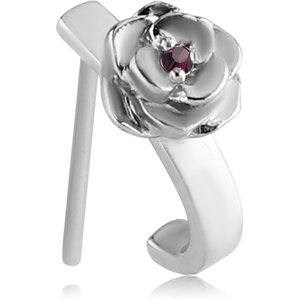 SURGICAL STEEL STRAIGHT JEWELLED WRAP AROUND NOSE STUD - THIN