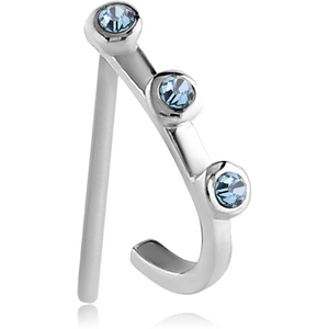 SURGICAL STEEL STRAIGHT JEWELLED WRAP AROUND NOSE STUD