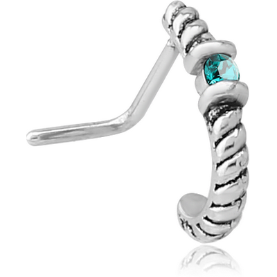 SURGICAL STEEL 90 DEGREE JEWELLED WRAP AROUND NOSE STUD - ROPE