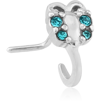 SURGICAL STEEL 90 DEGREE JEWELLED WRAP AROUND NOSE STUD - BUTTERFLY