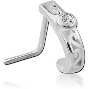 SURGICAL STEEL STRAIGHT JEWELLED WRAP AROUND NOSE STUD