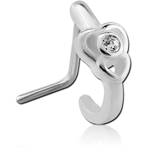 SURGICAL STEEL STRAIGHT JEWELLED WRAP AROUND NOSE STUD