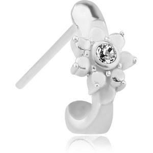 SURGICAL STEEL STRAIGHT JEWELLED WRAP AROUND NOSE STUD