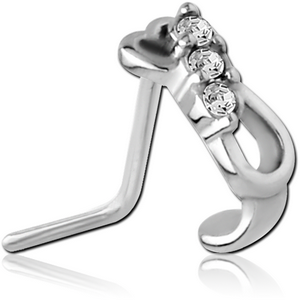 SURGICAL STEEL STRAIGHT JEWELLED WRAP AROUND NOSE STUD