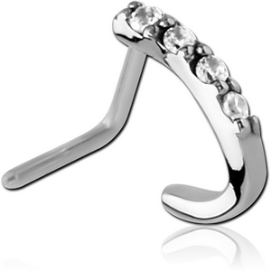 SURGICAL STEEL 90 DEGREE JEWELLED WRAP AROUND NOSE STUD