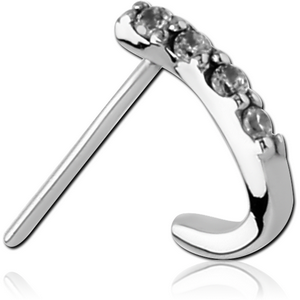 SURGICAL STEEL STRAIGHT JEWELLED WRAP AROUND NOSE STUD