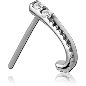 SURGICAL STEEL STRAIGHT JEWELLED WRAP AROUND NOSE STUD