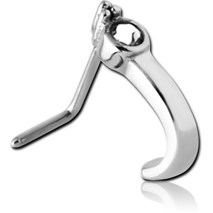 SURGICAL STEEL 90 DEGREE JEWELLED WRAP AROUND NOSE STUD
