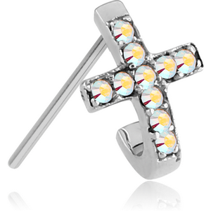 SURGICAL STEEL STRAIGHT JEWELLED WRAP AROUND NOSE STUD