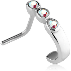 SURGICAL STEEL 90 DEGREE JEWELLED WRAP AROUND NOSE STUD