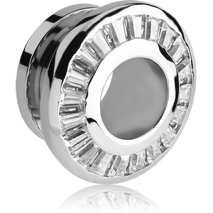 SURGICAL STEEL JEWELLED ROUND - EDGE THREADED TUNNEL