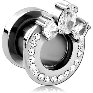 SURGICAL STEEL JEWELLED THREADED TUNNEL - CROWN