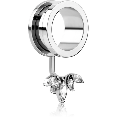 STAINLESS STEEL THREADED TUNNEL WITH SURGICAL STEEL JEWELLED TOP